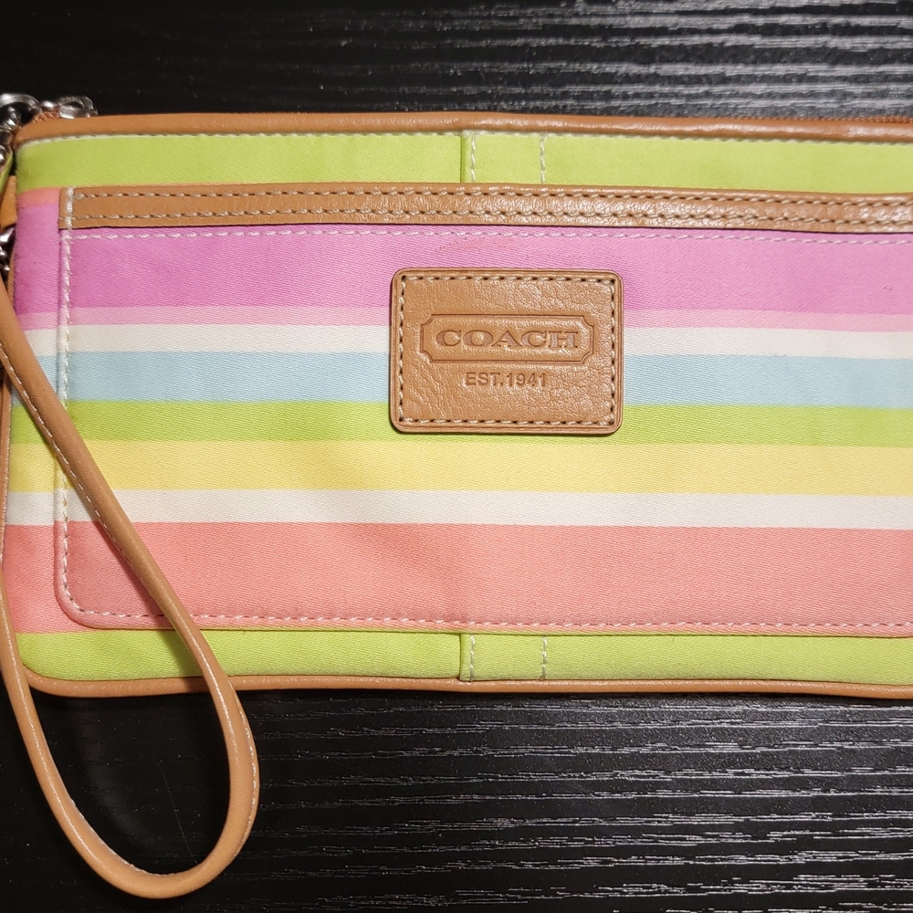 Coach Pastel Striped Wristlet